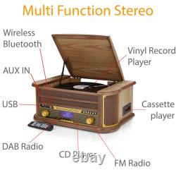 Lecteur de disques Vinyle Radio DAB+ Cassette USB Bluetooth Denver MRD-51BT