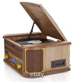 Lecteur de disques Vinyle Radio DAB+ Cassette USB Bluetooth Denver MRD-51BT