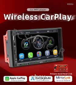 Lecteur de radio stéréo de voiture 7 pouces 2 Din avec écran tactile pour Apple Carplay Android Auto + Caméra