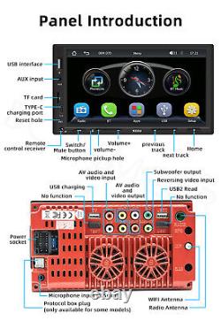 Lecteur de radio stéréo de voiture 7 pouces 2 Din avec écran tactile pour Apple Carplay Android Auto + Caméra
