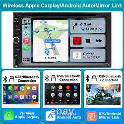 Lecteur de radio stéréo voiture CD DVD BT sans fil Carplay Android Auto + DAB + Antenne