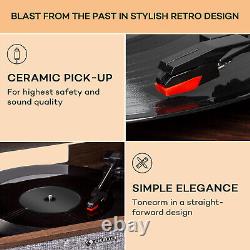 Platine tourne-disque avec radio FM DAB+, lecteur de disques vinyles, enceinte stéréo Bluetooth et lecteur CD