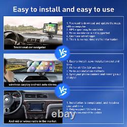 Player stéréo de voiture portable 10 pouces avec Apple CarPlay, Android Auto et lecteur MP5 FM